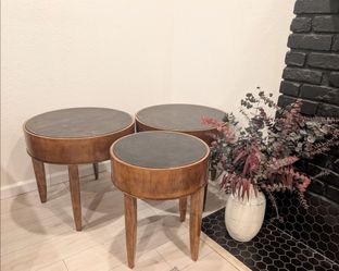 Solid Wood Vintage Side Table Set -  3 Piece
