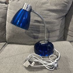 Adjustable Gooseneck Desk Lamp Blue Rotating Organizer