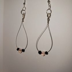 WIRE DROP EARRINGS WITH 3 BEADS-$15