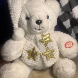Dan Dee Light Up Praying Plush Stuffed Animal Teddy Bear White Gold Stars 