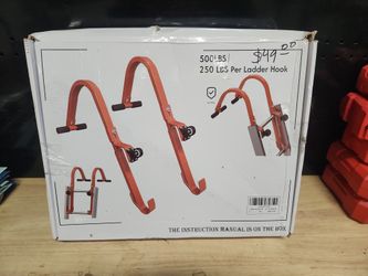 Roof Ladder Hook, 2 Pack Ladder Stabilizer, Heavy Duty Steel 500 Lbs Weight Ratin, Roof Ridge Extension with Wheel for Safe and Easy Access