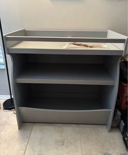 Baby Changing Table with Storage Shelves – Gray - for Nursery