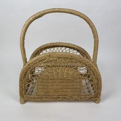 Natural Woven Wicker Rattan Boho Magazine Rack Holder Storage 