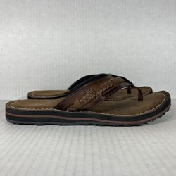 Clarks Sandals Size 5 Womens Brown Tan Black Braided Leather Flip Flop Thong