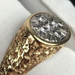 German Cross Diamond Gold14K Ring Heavy Size 12