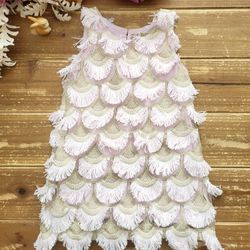 SIZE 2T SPECIAL OCCASION SLEEVELESS EMBROIDERED SCALLOPED A-LINE  DRESS