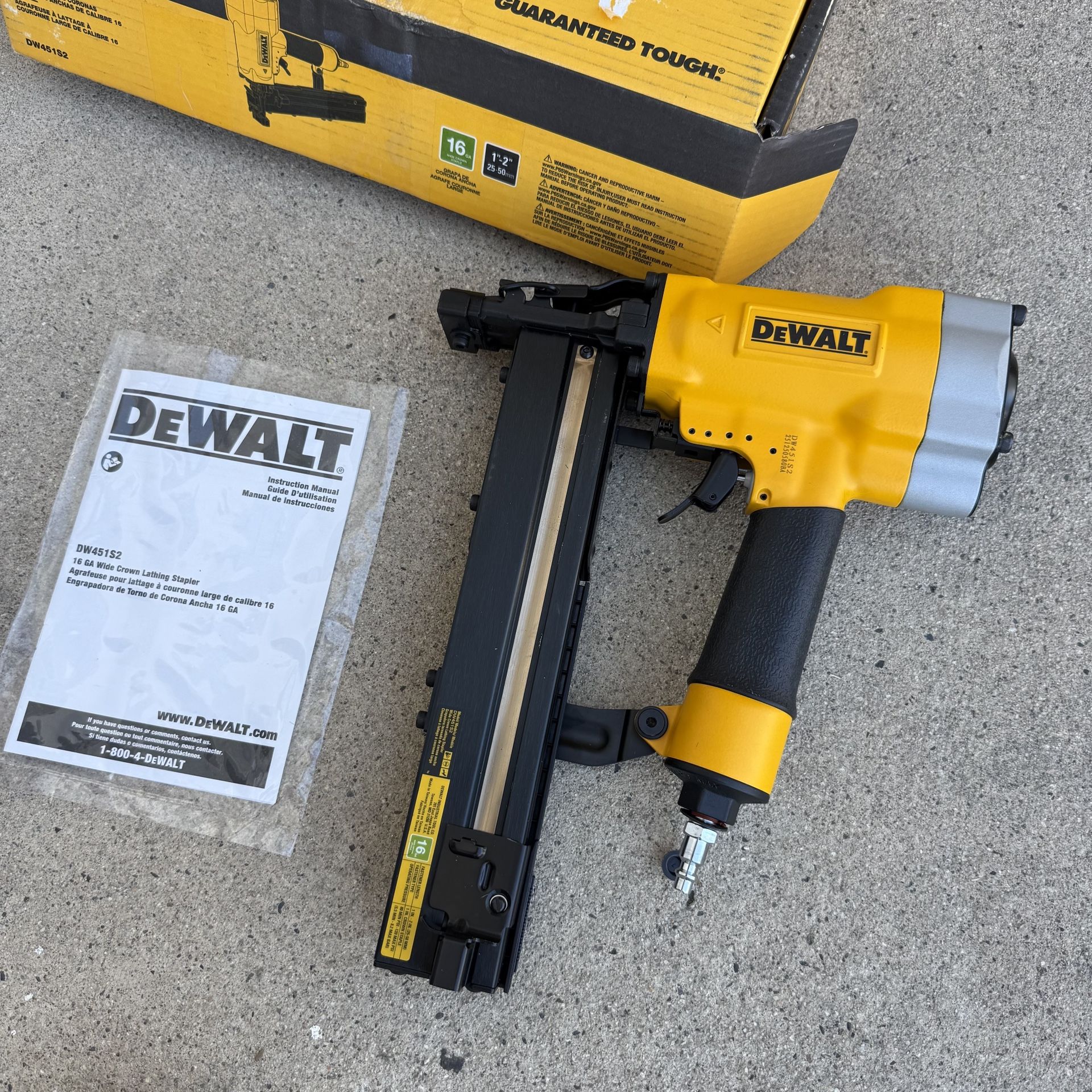 DEWALT Corded Pneumatic 16-Gauge 1 in. Crown Lathing Stapler