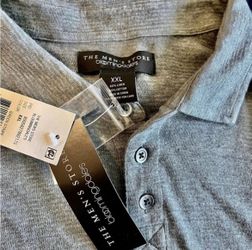 Polo shirts gray new XXL. The mens store Bloomingdale’s. Still has the tags. As is. No returns. Make me an offer I can’t refuse. Please feel free to a