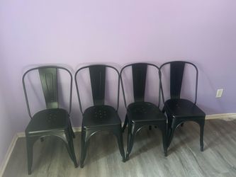 Set of 4 Black Metal Dining Chairs