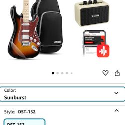 Donner Electric Guitar, DST-152S 39" Electric Guitar Kit HSS Pickup Coil Split, Guitar Starter Pack for Adult Beginners with Amp, Bag, Accessories, Su