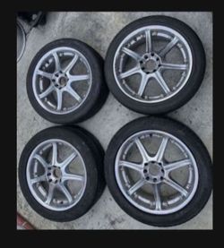 4 - 215/50r17 4x100 4x3.94 4x114.3 4x4.5 Civic Xa Xb Ia Echo Miata Fit Accord Wheels Rims Good Tires !!!!!!!!!!!