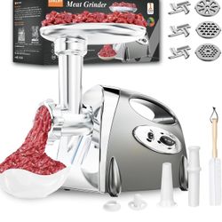 3-IN-1 Meat Grinder: [3000W Superior Motor] Electric Meat Grinder with 6 PCS Stainless Steel Blades & Grinding Plates, Sausage Stuffer Tubes & Kubbe K