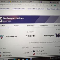 UW Women's Basketball Vs St Mary's 12/16 @1pm Alaska Airlines Arena 