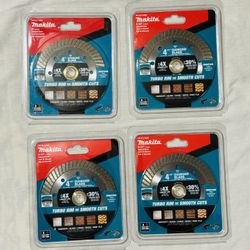 Makita 4-1/2" & 4” Turbo Rim Diamond Blade for General Purpose (New)