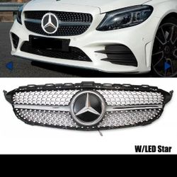 Chrome Front Grill with LED Star for Mercedes Benz C Class W205 C43 C(contact info removed)-2021