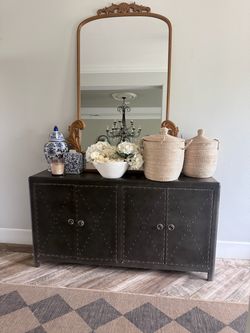 Beautiful Wood Sideboard / Credenza with Metal Detail