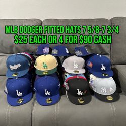 MLB New Era Los Angeles Dodgers Patch And Non Patch Multi Colors 59fifty Fitted Hats Size 7 5/8 And 7 3/4