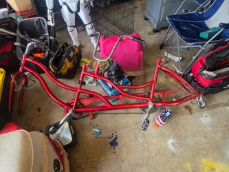 Red Tandem Bicycle Frame