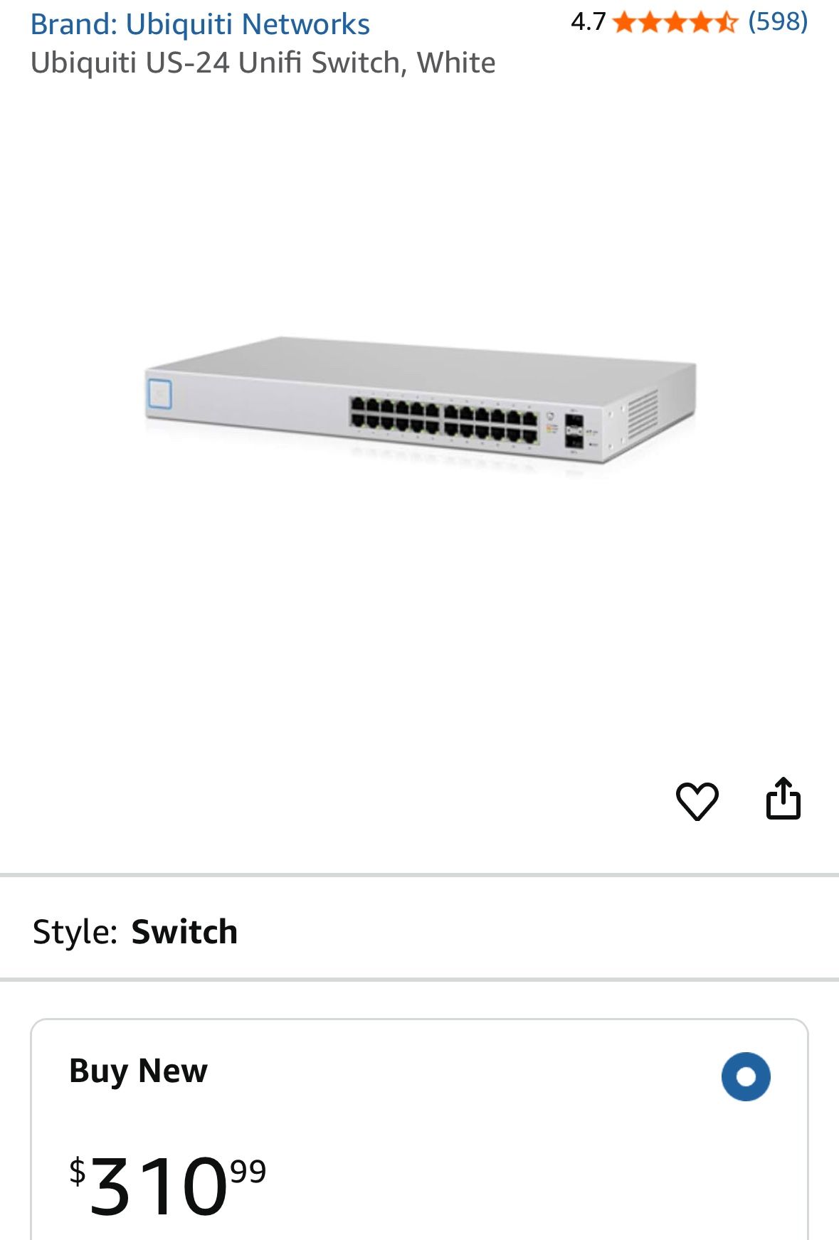 Ubiquiti US-24 Unifi Switch, White