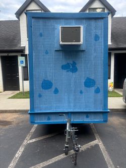 Custom Blue Wooden Enclosed Trailer with AC Unit