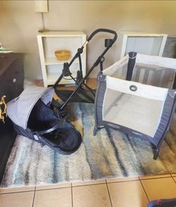 Playpen & stroller removable seat
