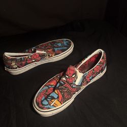 Vans x Marvel SPIDERMAN SlipOn Shoes MENS SIZE 6 Spider Man sneakers red blue