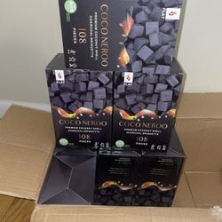 CocoaNeroo Premium Coconut Shell Charcoal  Box Of 10 X 108 =1,080 Charcoal Cubes