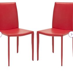 4 Red Modern Faux Leather Upholstered Chairs  