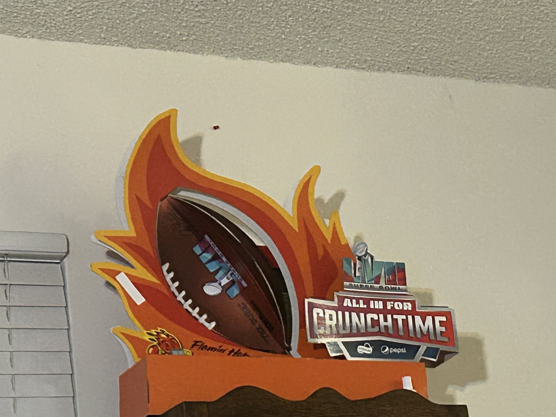 Super bowl LVII Flamin Hot sign with spinning Football Chiefs vs Eagles