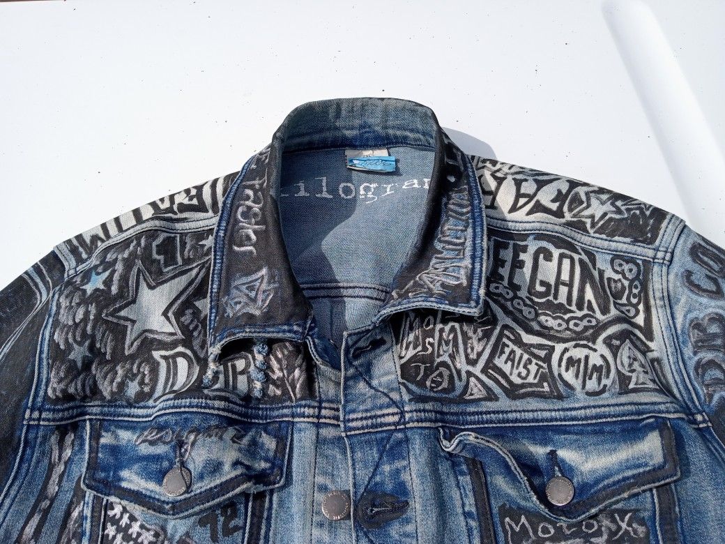 Custom Hand-painted Denim Jacket Size L