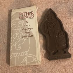 Vintage 1990 Longaberger Pottery Cookie Mold Father Christmas 9” NIB