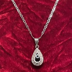 Silver Necklace With  🧿LUCKY🧿BLUE 🧿 EYES🧿Pendant 