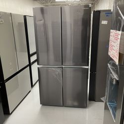New Black Stainless Steel 4 Door Fridge Water Dual Ice Maker 1 Year Warranty 