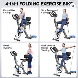Pooboo Stationary Magnetic Exercise Bike Indoor Workout Bike Folding Cycling Bicycle with Ipad Mount & LCD Monitor for Home Cardio Workout 300 LBS   $