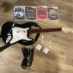 Wii Guitar, Mic, Games, Dongles