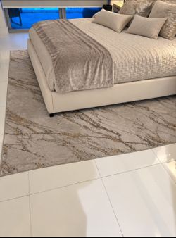 Neutral Gray & Gold Abstract Area Rug