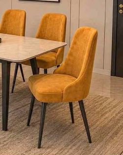 Mustard velvet chairs , dining furniture, same day delivery, no credit needed