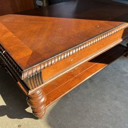 Wood Coffee Table with Drawers and Wheels