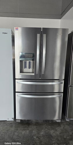 Whirlpool 4‑Door French Door Fridge – Stainless, Ice/Water Dispenser