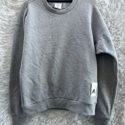 NWOT Women Adidas XS crew Neck sweater Gray with front and sleeve logo 