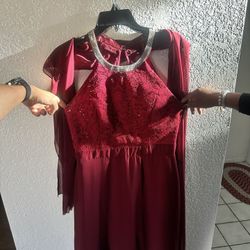 Burgundy Halter-neck Cocktail Dress