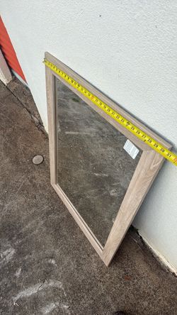 Rectangular Wall Mirror with Wood-Tone Frame