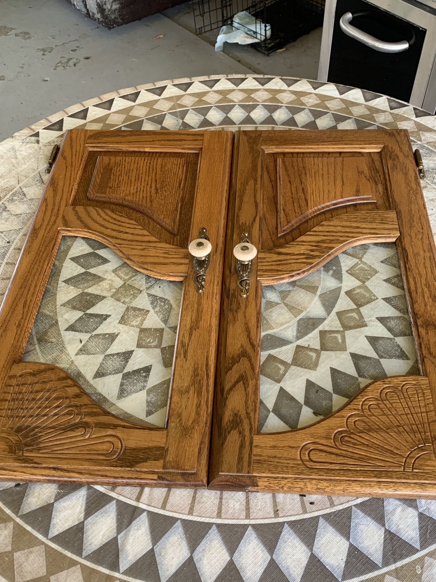 Beautiful Oak Doors With Hinges And Mounting Screws