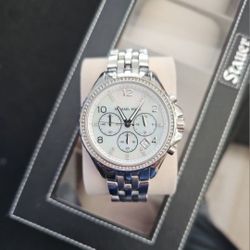 Michael Kors Ladies Oversized Stainless Steel Glits Chronograph