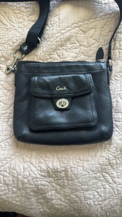 Coach black pebble leather crossbody purse
