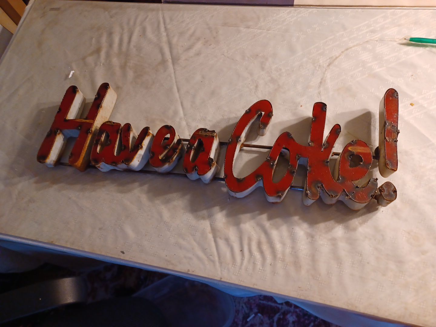 Have a Coke Hand made Metal Hanging Sign.