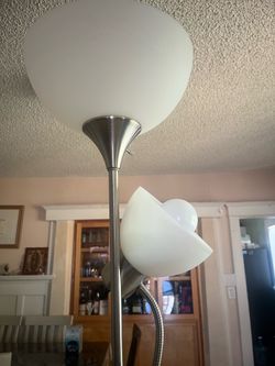 Tall lamp Silver Chrome and White