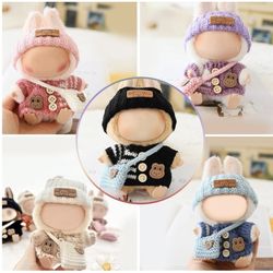Clothes for LABUBU Doll (NO Doll), Handcrafted Crochet 3-Piece Accessories for LABUBU 17cm Dolls, Premium Outfit - Bunny Sweater + Hat + Bag