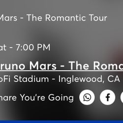 Bruno Mars 10/03/26 Tickets
