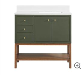 Isadore 36" Free Standing Single Basin Vanity Set with Cabinet and Stone Composite Vanity Top